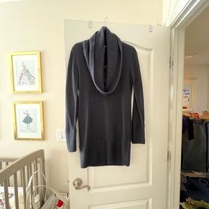 Navy Blue  Fitted Sweater dress with cowl neck neck line size medium